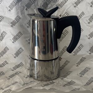 Bialetti Stainless Steel Stovetop Espresso Maker with Black Handle - Silver